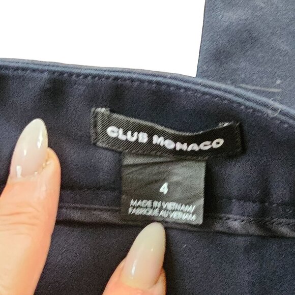 Club Monaco Black Pants Trousers Vegan Leather Pocket Details Slim Leg sz 4 - Picture 5 of 9